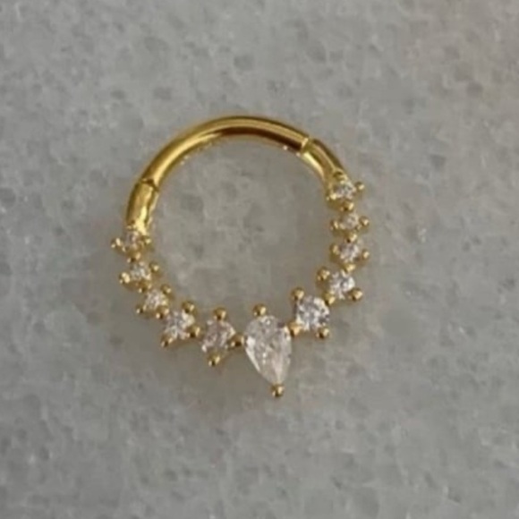 Modest Lu Jewelry - 18K Gold Stacked Crystal Conch Daith Cartilage Earring 

Brand New